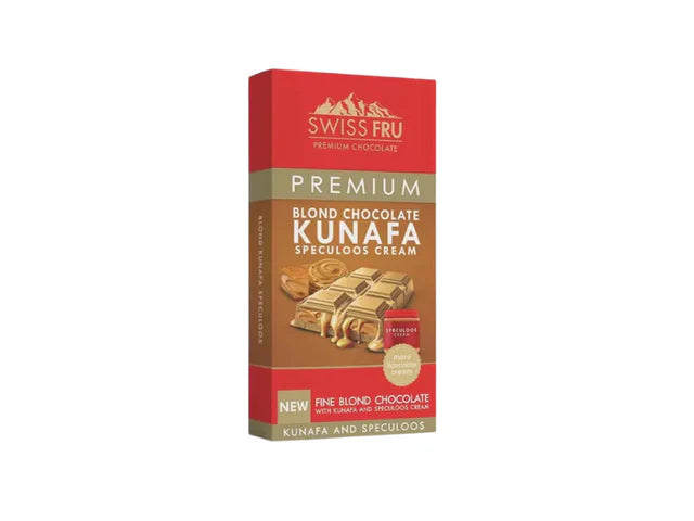 Swiss Fru Premium Kunafa Speculoos Cream Blonde Dubai Chocolate Bar 150 gm