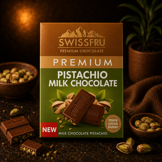 Swiss Fru Premium Pistachio Milk Chocolate 40 gm