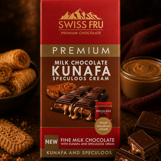 Swiss Fru Premium Kunafa Speculoos Cream Chocolate Bar 150gm