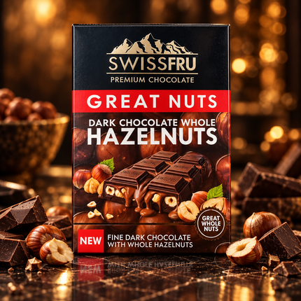 Swiss Fru Premium Dark Chocolate Whole Hazelnuts 90 gm
