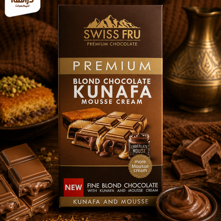Swiss Fru Premium Kunafa Mousse Cream Blonde Chocolate Bar 150gm