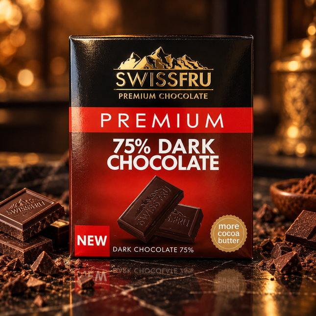 Swiss Fru Premium 75% Dark Chocolate 40 gm