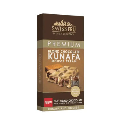 Swiss Fru Premium Kunafa Mousse Cream Blonde Chocolate Bar 150gm