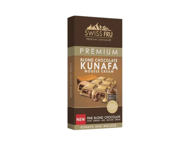 Swiss Fru Premium Kunafa Mousse Cream Blonde Chocolate Bar 150gm