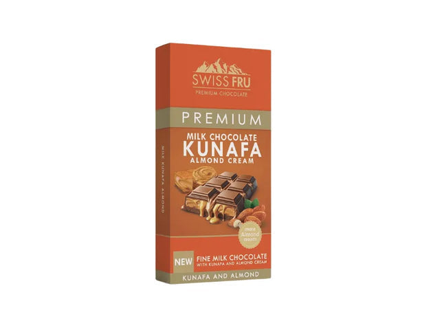 Swiss Fru Premium Kunafa Almond Cream Milk Chocolate Bar 150gm